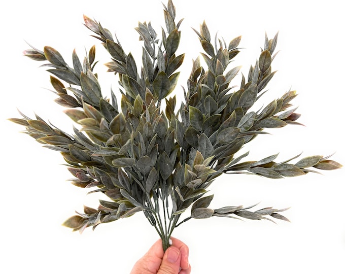 15" Artificial Greenery Bush/Plant/Spray/Stem-Ruscus Bush-Everyday Greenery-Vase & Bouquet Filler-Faux/Artificial Foliage-Floral Supply