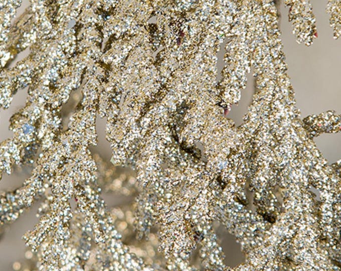 6 FT Faux Sparkly Glittered Cypress Garland in Champagne Gold, Wedding Garland, Christmas Winter Garland, Christmas Mantel Garland