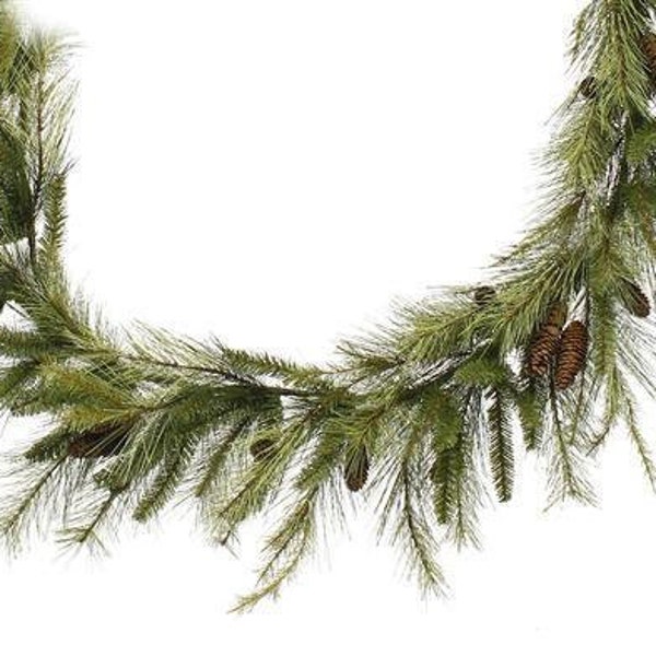 6 FT Christmas Pine Garland w/ Pinecones-Artificial Georgia Pine-Mantel/Stair/Wreath Garland-Christmas Decor-DIY Floral Supply