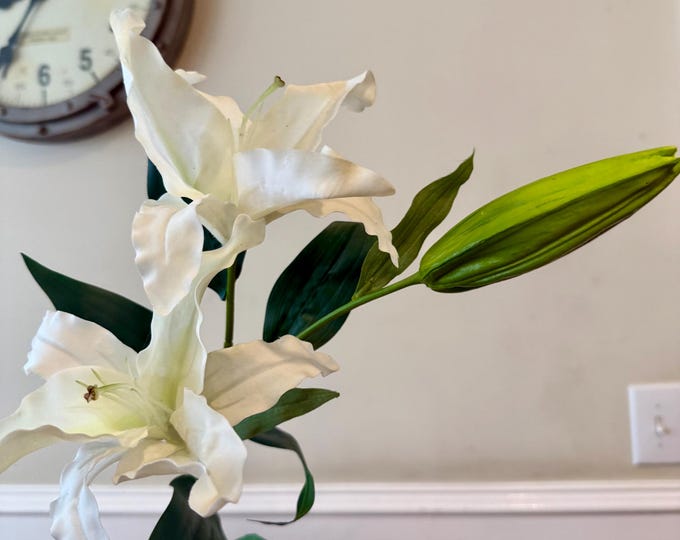 37" Faux Lily, Easter Lily, Spring Flowers, Spring Stems, Real Touch Flowers, Spring Vase Filler