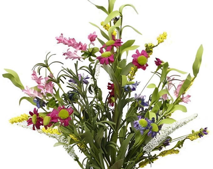 20" Faux Wildflower Bush, Summer Flowers, Vase Filler