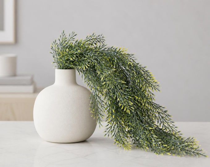 34" Faux Acacia Grass Hanging Greenery, Cascading Draping Stem