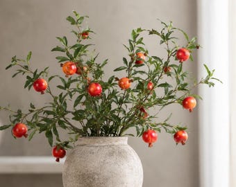 Fall Stems, Tall Faux Pomegranate Fruit Branches - 32"