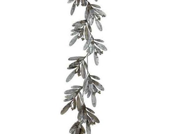 2.5 FT Rustic Metal Laurel Leaf Garland-Indoor or Outdoor-DIY Supply for Wreaths, Mantel, Stairs, Door, Centerpiece