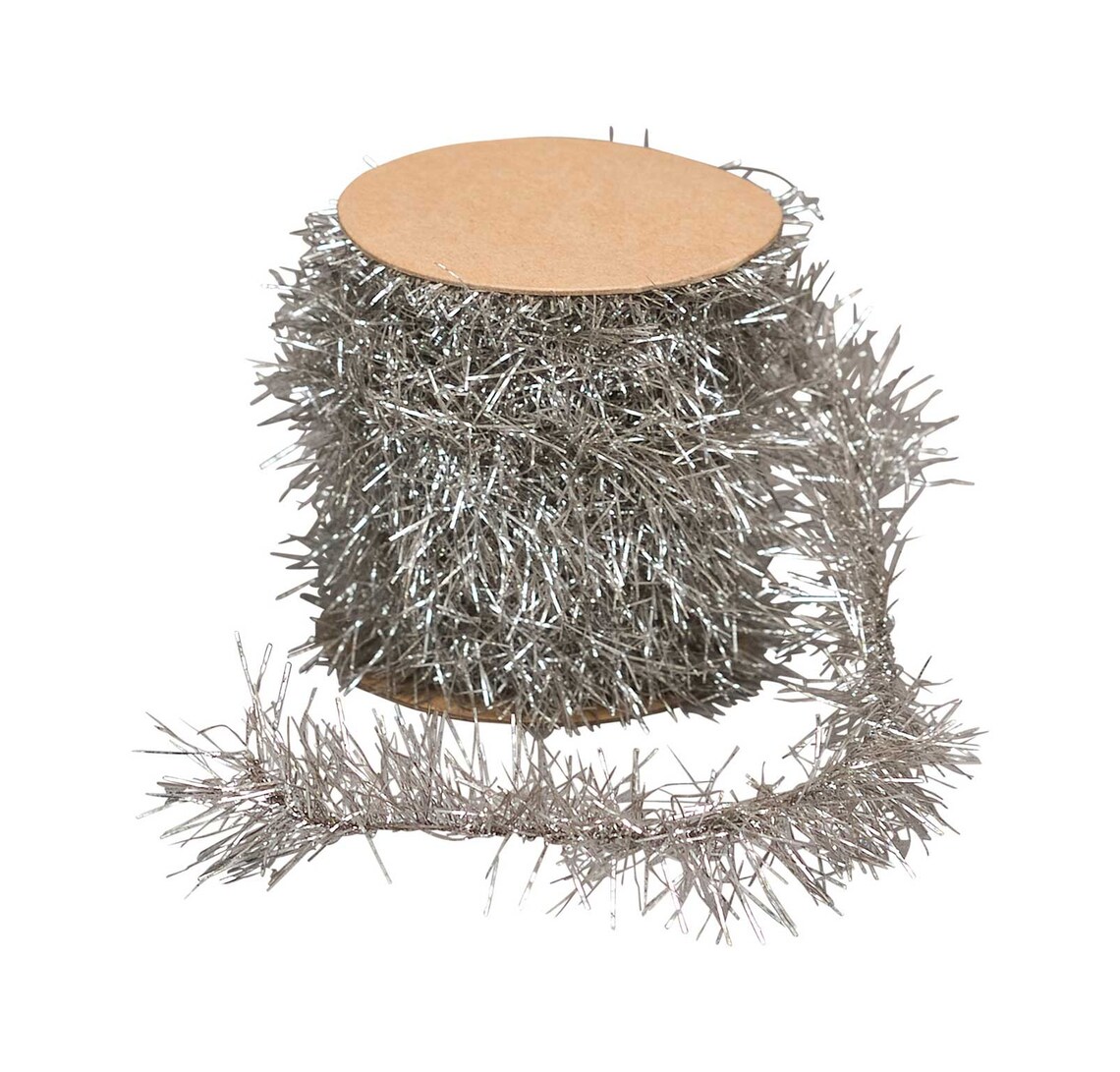 Tinsel Garlandaged Silver Vintage Style Christmas Etsy