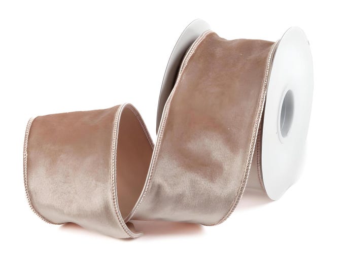 2.5" x 10 Yards Salmon Velvet Ribbon, Wired Luxurious Posh Velvet Ribbon for Wreaths Bows Gift Packaging