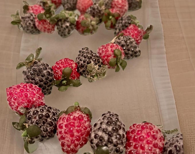 4 FT Sugared Raspberry Fruit Garland, Berry Garland, Christmas Garland