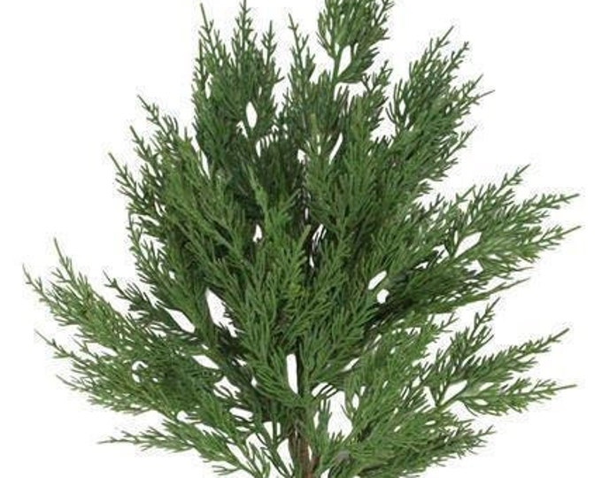 28 Artificial Cedar Spray. Tall Cedar Stem, Faux Christmas Greenery