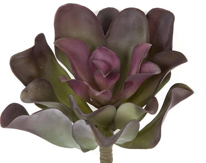 8.75" Faux Burgundy and Green Frosted Echeveria Pick, Succulent Pick on Stem