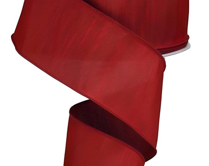 25 Yards Cranberry Red Dupioni Faux Silk Ribbon, Wired Christmas Ribbon for Wreaths Bows Gift Packaging-Choose 1.5" or 2.5" Wide