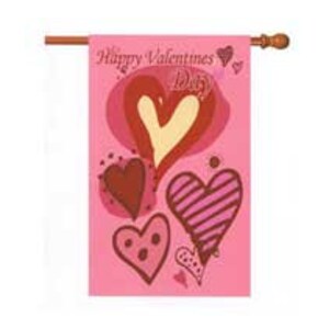 Large 28" x 40" Valentine's Day House Flag with Whimsical Hearts-Yard Decoration-Home & Garden Decor