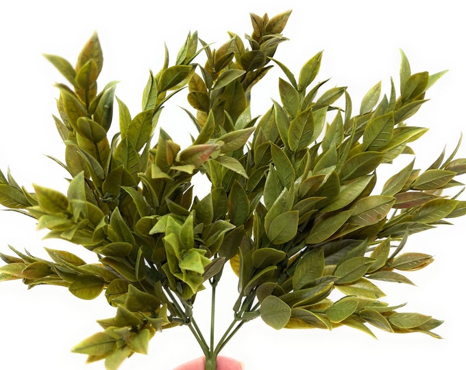 12" Artificial Greenery Bush/Plant/Spray/Stem-Ruscus Bush-Everyday Greenery-Vase & Bouquet Filler-Faux/Artificial Foliage-Floral Supply