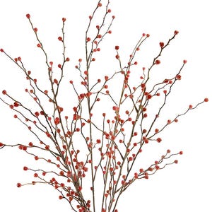 23&quot; Tall Christmas Stems Red Berry Spray Bush on Stem, Christmas Vase Filler, Holiday Home Decor, DIY Wreath Floral Supply