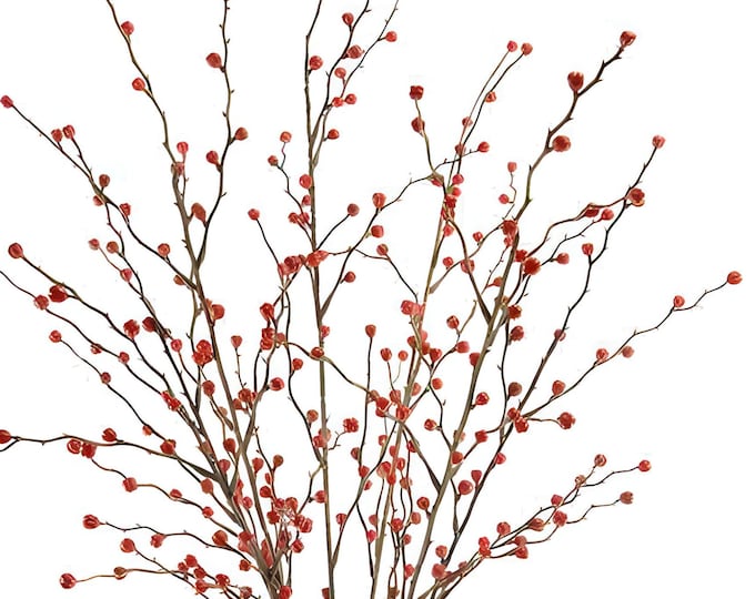 23" Tall Christmas Stems Red Berry Spray Bush on Stem, Christmas Vase Filler, Holiday Home Decor, DIY Wreath Floral Supply