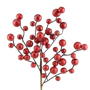 17&quot; Christmas Stems, Matte Red Weather Resistant Berries, Christmas Decor, Wreath Floral Supply