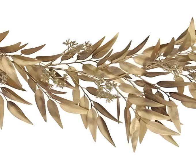 Gold Metallic Eucalyptus Leaf Garland, Christmas Mantel Garland, Elegant Garland, Christmas Table Centerpiece