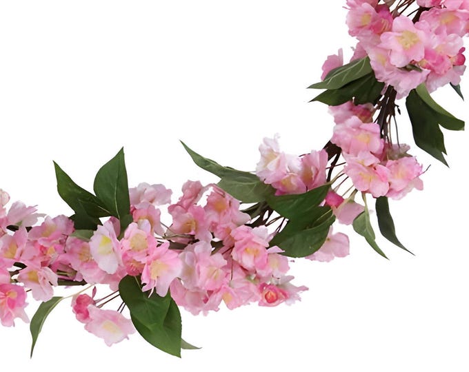 4 FT Spring Garland Cherry Blossom Garland, Mantel Garland