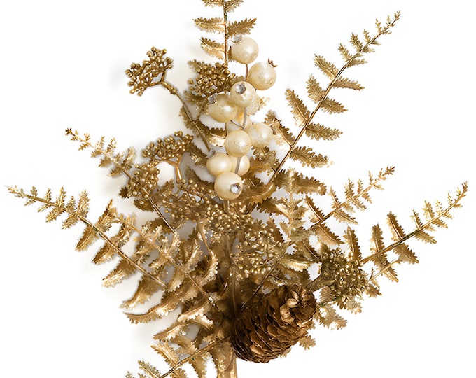 16" Faux Metallic Gold Fern Stems Christmas Spray