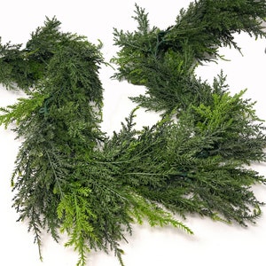 6 FT Christmas Winter Arborvitae Garland for Mantel, Stairs, Door, Entryway-Artificial-2 Tone Green-Christmas Decor-DIY Wreath/Floral Supply