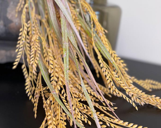 34" Faux Hanging Wheat Grass Spray on Stem, Fall Grass, Planter Filler, Pot Filler, Fall Decor, Floral Supply