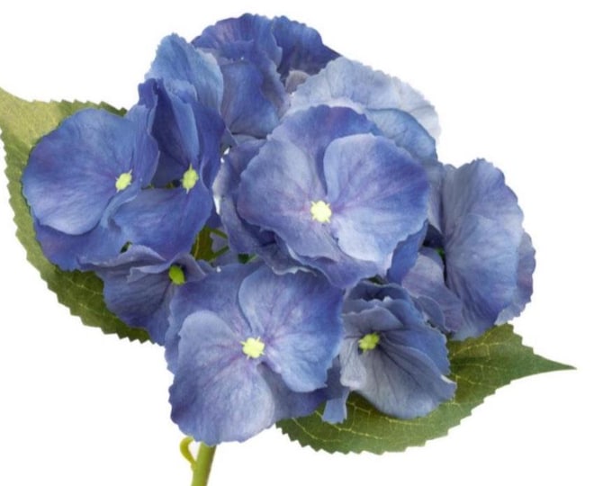 14" Blue Hydrangea Flower on Stem, Real Touch Flowers, Artificial Flower, Vase Filler, Floral Supply