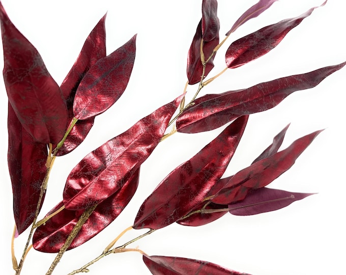 31" Eucalyptus Stems, Metallic Burgundy, Christmas Stems, Christmas Vase Filler