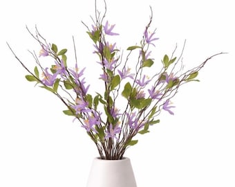 Faux Purple Wildflower Blossom Branch Stems, Artificial Flowers - 21"