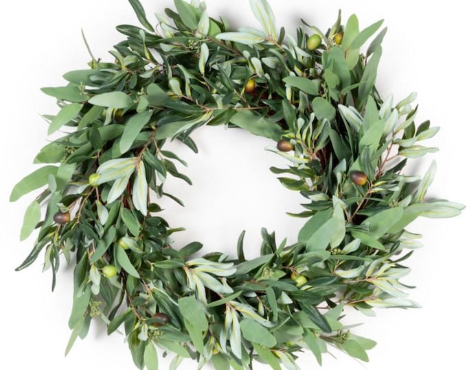 Seeded Eucalyptus and Olive Wreath, Farmhouse Wreath - 24"