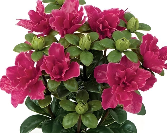 14" Artificial Outdoor UV Azalea Bush on Stem in Fuschia