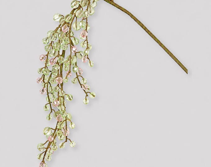 27" Acrylic Beaded Hanging Branch Spray on Stem, Vase Filler Wedding Decor