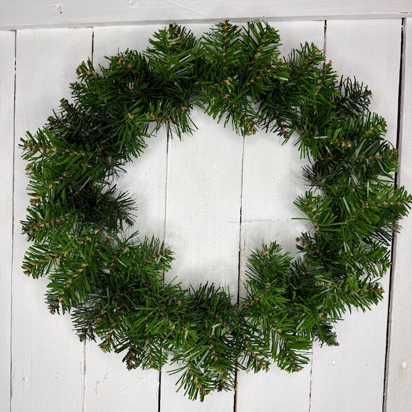 Pine Wreath Form on Wire Frame Artificial Faux Undecorated DIY Ready to Decorate