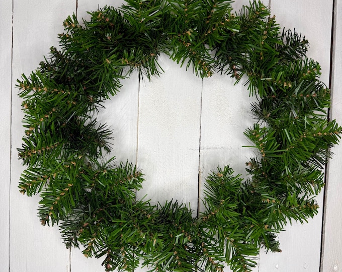Pine Wreath Form on Wire Frame Artificial Faux Undecorated DIY Ready to Decorate