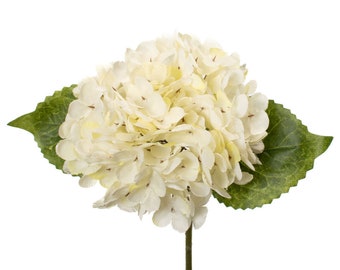 13" Artificial Faux Silk Hydrangea Flower Stem/Pick/Spray in Cream-Vase Filler-Wreath Supply-Floral Supply