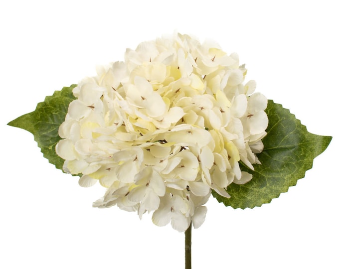 13" Faux Silk Hydrangea Stems, Hydrangea Flower - Cream