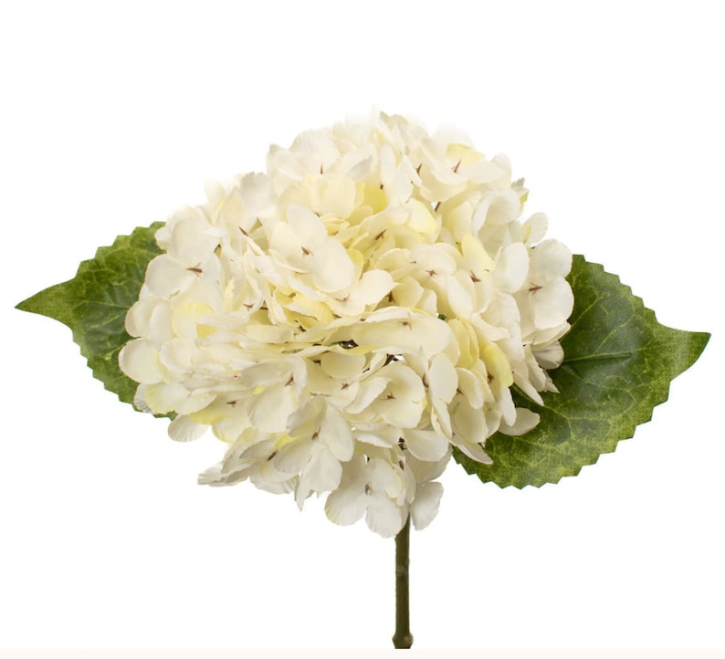 Tige de fleur d'hortensia artificielle en fausse soie de 13 po./crochetage/spray en crème Remplissage de vase Couronne Fourniture florale image 1