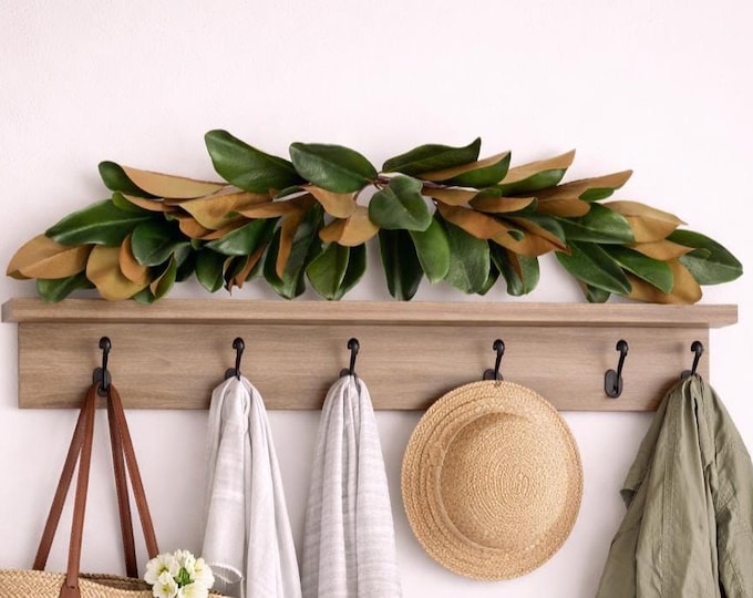 Magnolia Leaf Swag, Over Door Cabinet Topper Decor - 32"