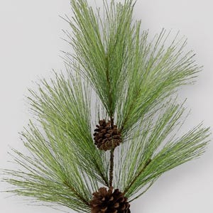 30" Christmas Stems, Faux Long Needle Pine Branches image 4