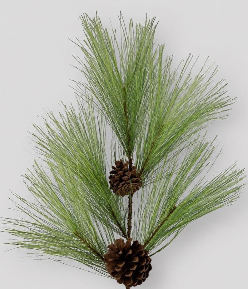 30" Christmas Stems, Faux Long Needle Pine Branches image 4