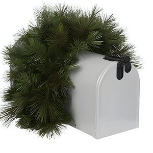 15" Mailbox Swag Wreath Form, Artificial Faux Pine, DIY Undecorated Christmas Holiday Mailbox Decor