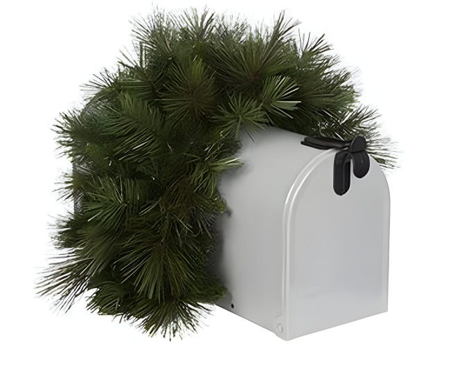 15" Mailbox Swag Wreath Form, Artificial Faux Pine, DIY Undecorated Christmas Holiday Mailbox Decor
