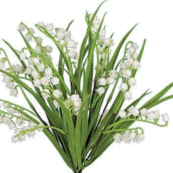 12" Faux Lily of the Valley Bush on Stem, Artificial Flowers, Vase or Planter Filler, Floral Supply