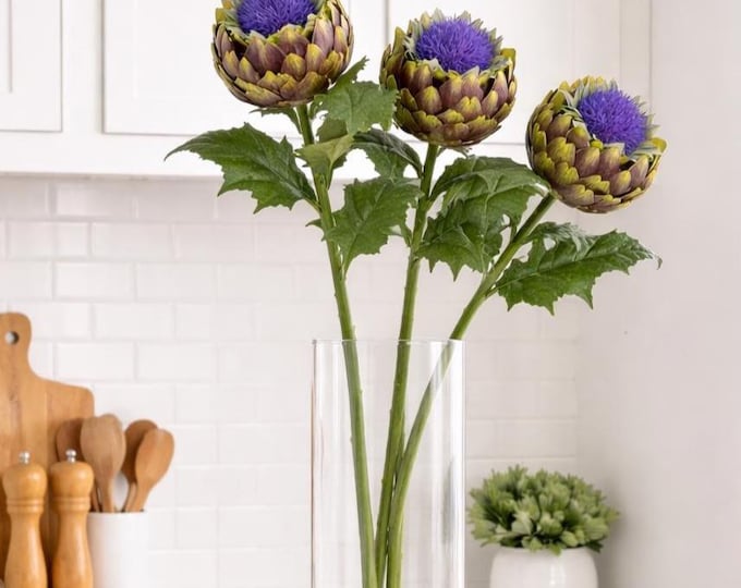 Faux Artichoke Flower Stem - 26" Artificial Kitchen Decor