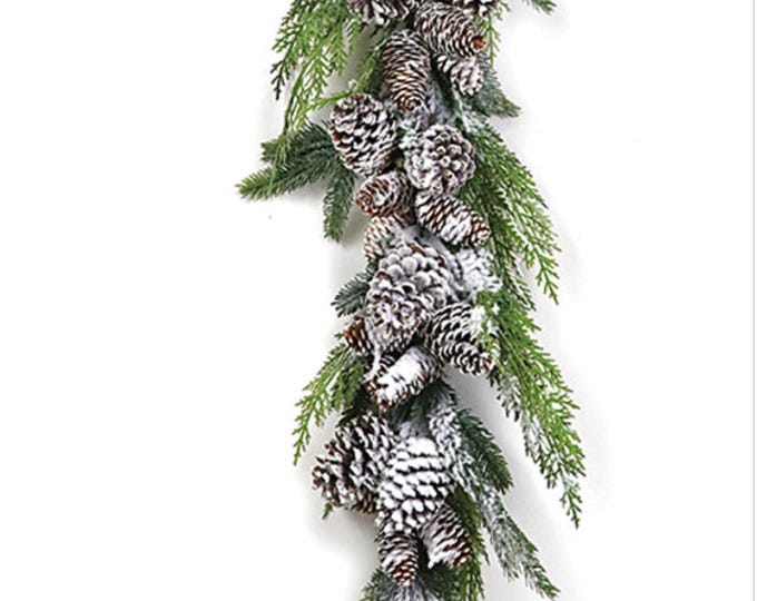Natural Touch Snowy Cedar and Pinecone Garland - 51"