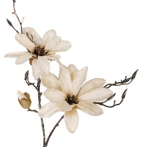 34&quot; Artificial Magnolia Stems, Faux Cream Magnolia Flower Spray, Silk Flowers, Artificial Flowers, Vase Filler, Floral Supply