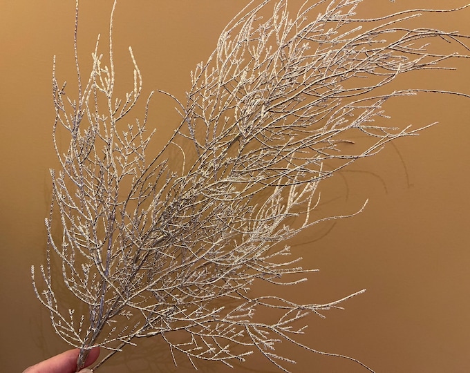 29" Faux Metallic Juniper Spray on Stem in Champagne