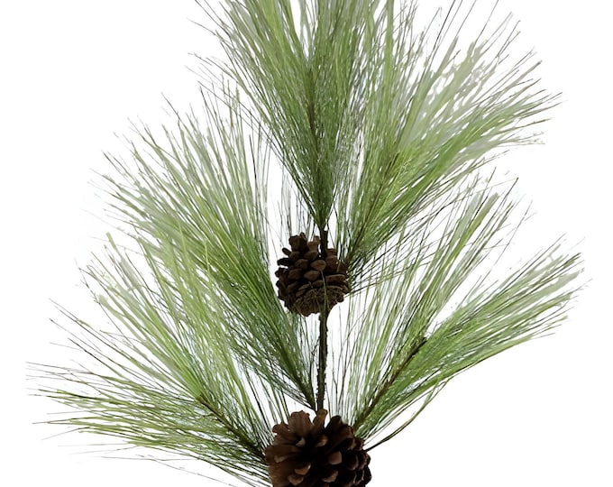 30" Christmas Stems, Faux Long Needle Pine Spray on Stem, Pine Branches