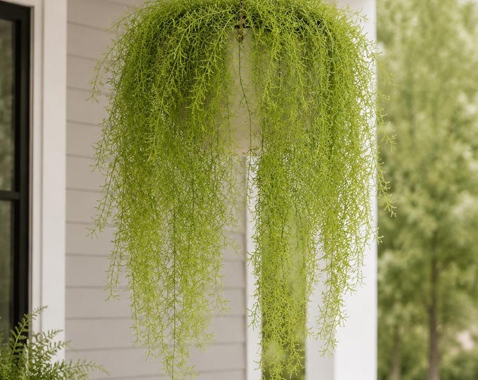 Faux Asparagus Fern Hanging Vine Bush, Artificial Sprengerii Greenery, Trailing Plant Decor - 36"