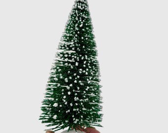 4" or 7" Miniature Bottlebrush Christmas Tree, Christmas Village Tree, Vintage Retro Inspired Christmas Decor
