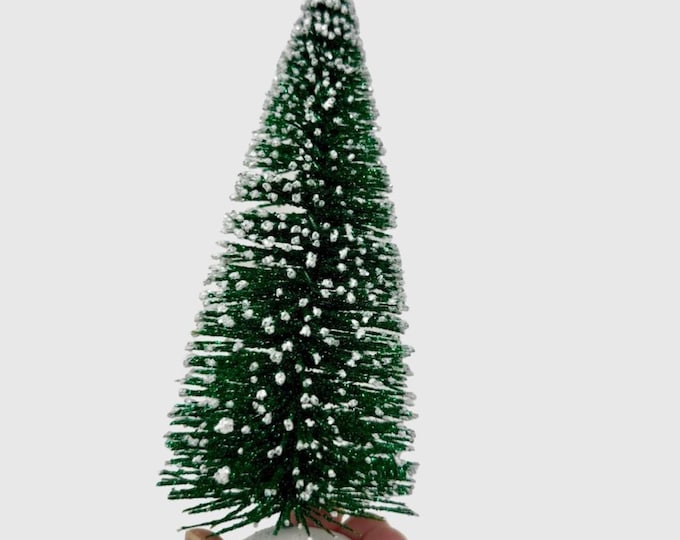 4" or 7" Miniature Bottlebrush Christmas Tree, Christmas Village Tree, Vintage Retro Inspired Christmas Decor