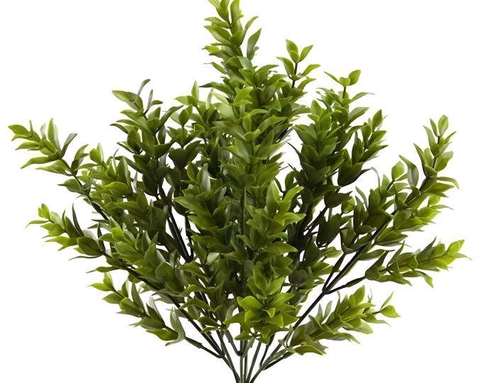 14.5" Faux Boxwood Greenery Bush Spray on Stem-Artificial Boxwood Filler Greenery-Moss Green-Farmhouse Decor-Floral Supply